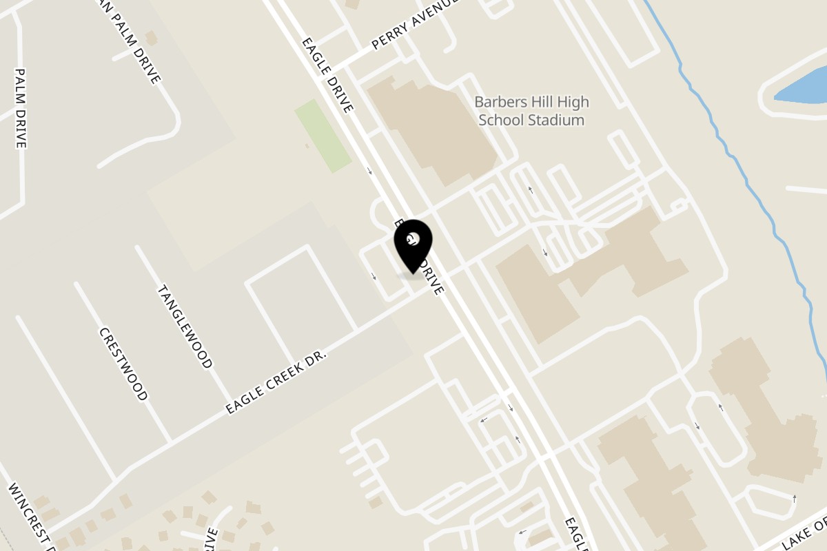 Map showing the location of Paradise Cafe Mont Belvieu on 9655 Eagle Dr in Mont Belvieu